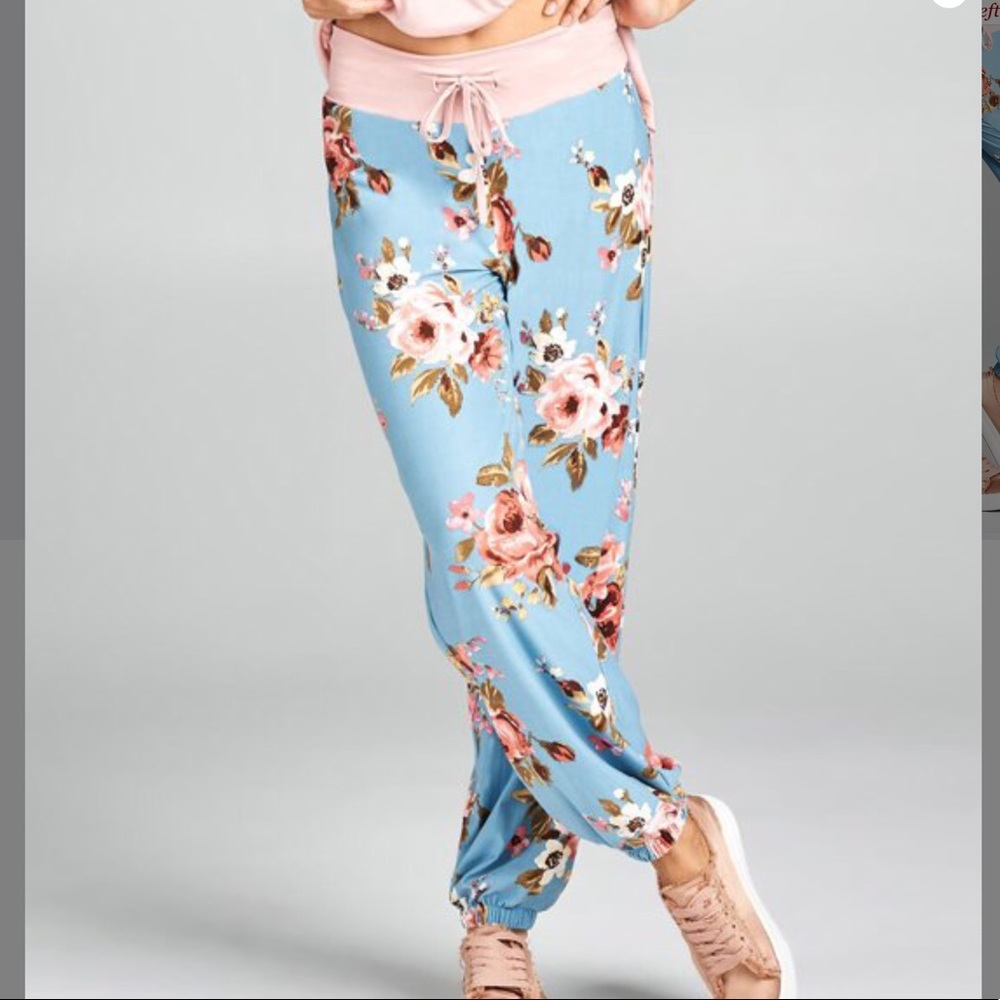 Blue floral joggers